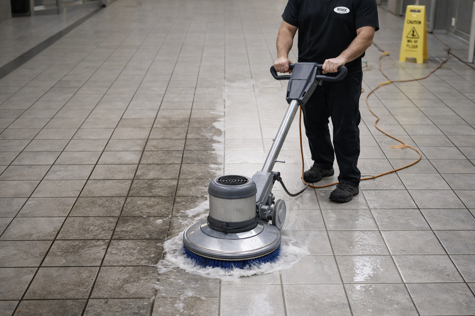 Tilegrout Machine Scrubbing